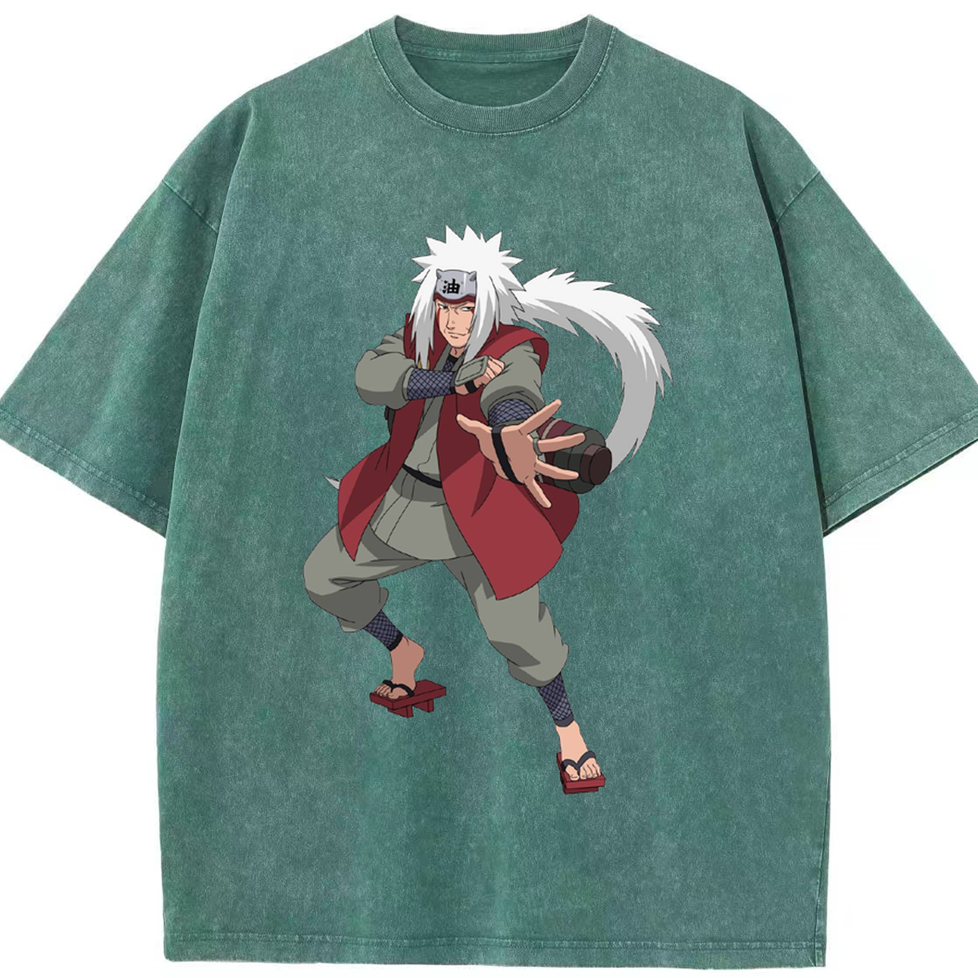 （画像用） NARUTO -ナルト- 自来也（じらいや） Jiraiya 綿100% ヴィンテージ風 半袖Tシャツ（フロントプリント）